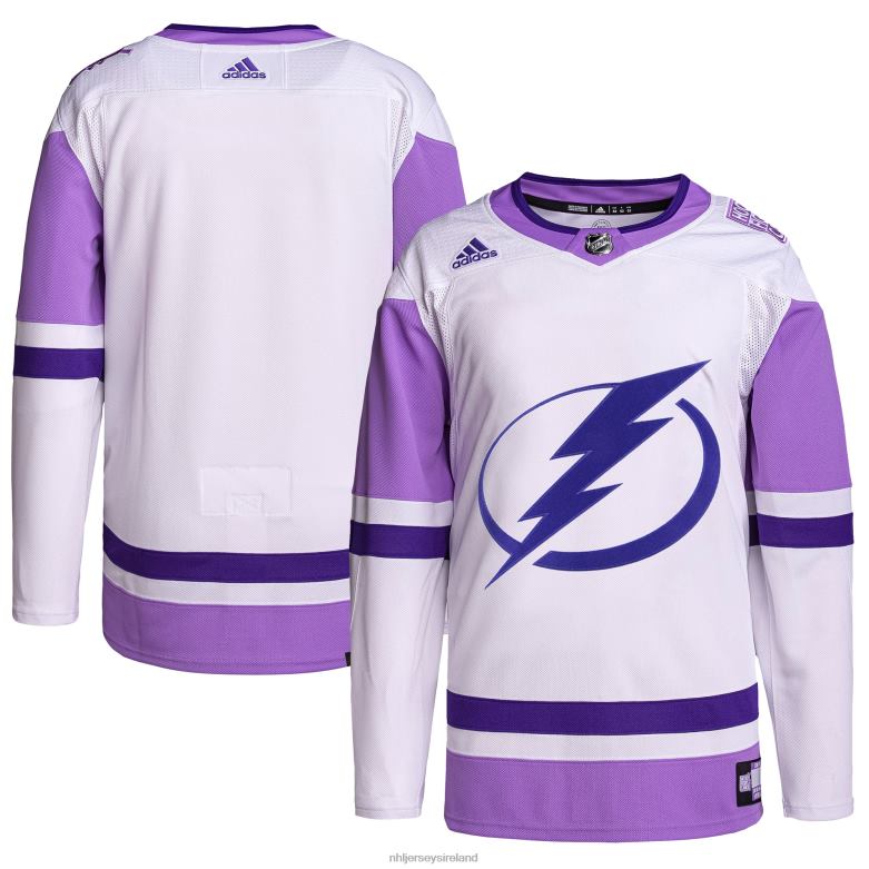 NHL Men Tampa Bay Lightning Adidas White/Purple Hockey Fights Cancer Primegreen Authentic Blank Practice Jersey D002V1115 Clothing