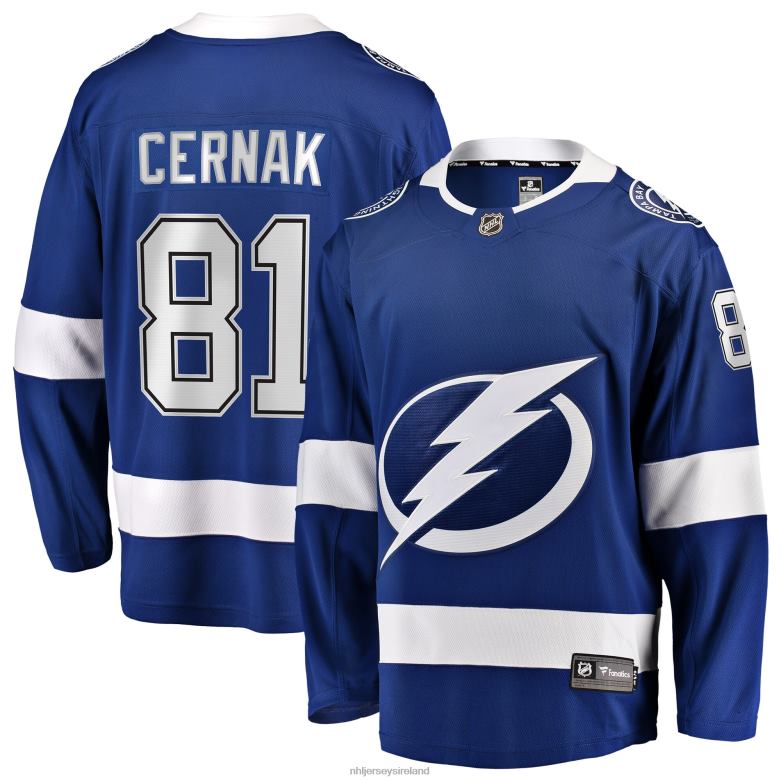 NHL Men Tampa Bay Lightning Erik Cernak Fanatics Branded Blue Home Breakaway Player Jersey D002V1538 Clothing