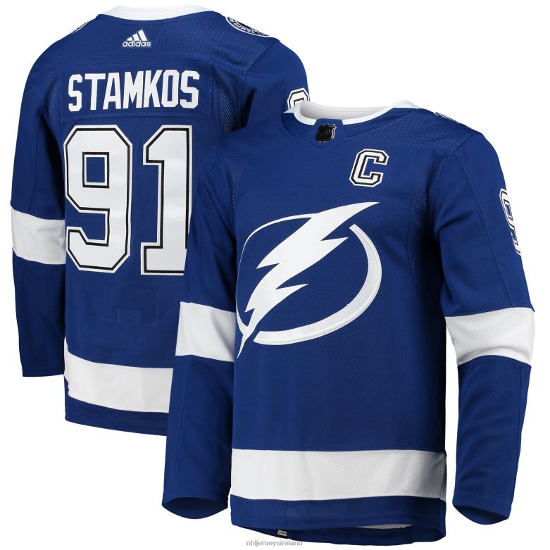 NHL Men Tampa Bay Lightning Steven Stamkos Adidas Blue Home Captain Patch Primegreen Authentic Pro Player Jersey D002V164 Clothing