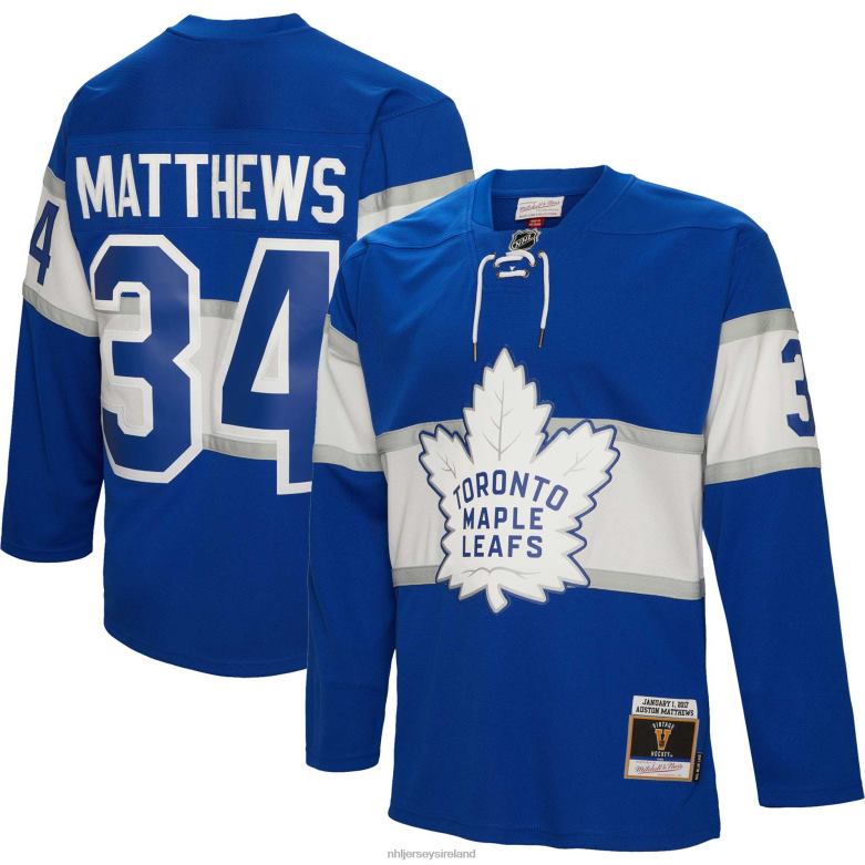 NHL Men Toronto Maple Leafs Auston Matthews Mitchell & Ness Blue 2017 Blue Line Player Jersey D002V566 Clothing