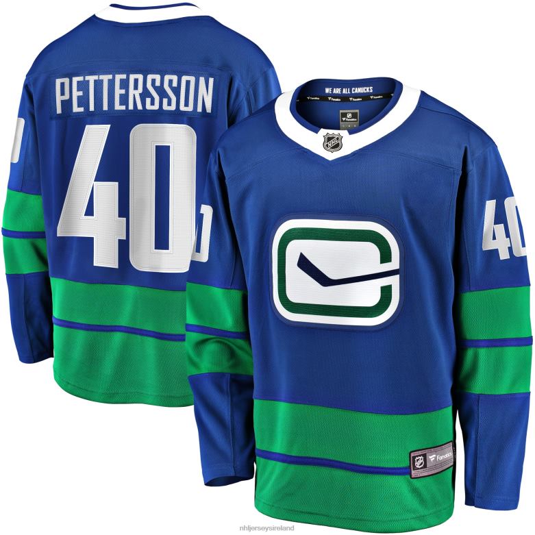 NHL Men Vancouver Canucks Elias Pettersson Fanatics Branded Royal 2019/20 Alternate Premier Breakaway Player Jersey D002V1920 Clothing