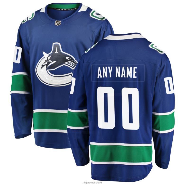 NHL Men Vancouver Canucks Fanatics Branded Blue Home Team Breakaway Custom Jersey D002V1389 Clothing