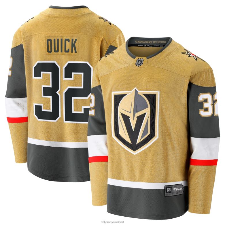 NHL Men Vegas Golden Knights Jonathan Quick Fanatics Branded Gold Home Breakaway Jersey D002V1436 Clothing