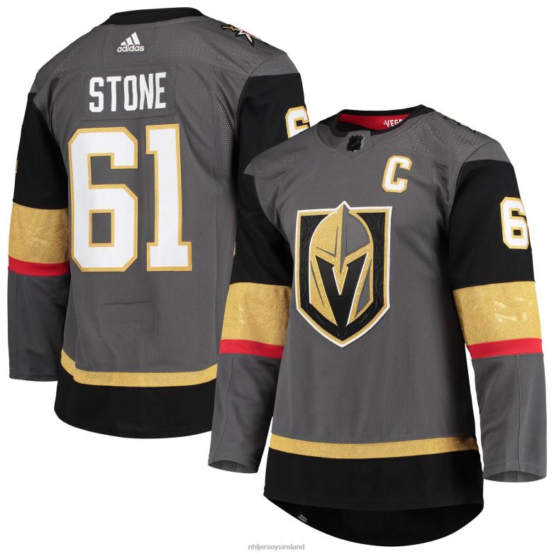 NHL Men Vegas Golden Knights Mark Stone Adidas Gray Alternate Captain Patch Primegreen Authentic Pro Player Jersey D002V851 Clothing