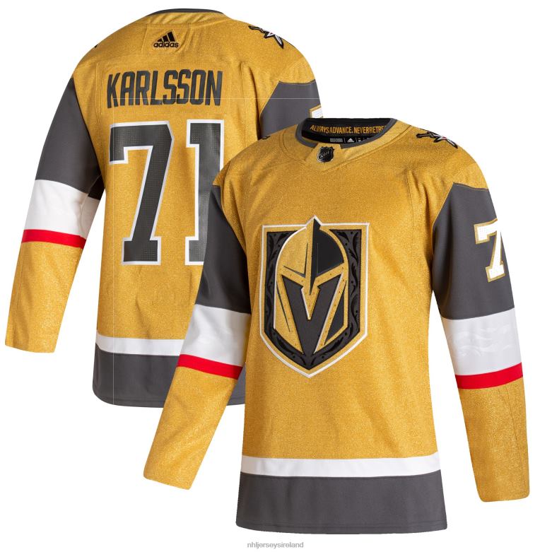 NHL Men Vegas Golden Knights William Karlsson Adidas Gold 2020/21 Home Authentic Player Jersey D002V1455 Clothing