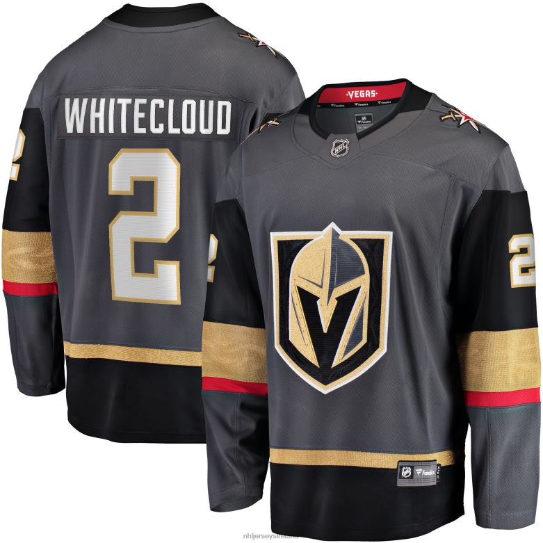 NHL Men Vegas Golden Knights Zach Whitecloud Fanatics Branded Gray Alternate Breakaway Jersey D002V690 Clothing