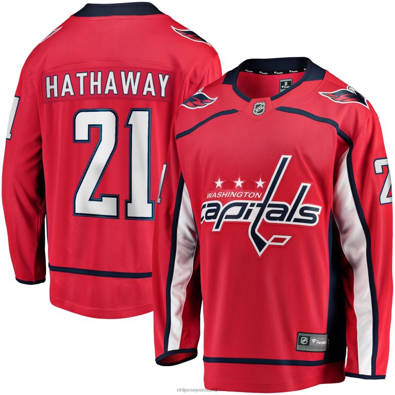 NHL Men Washington Capitals Garnet Hathaway Fanatics Branded Red Replica Player Jersey D002V1334 Clothing