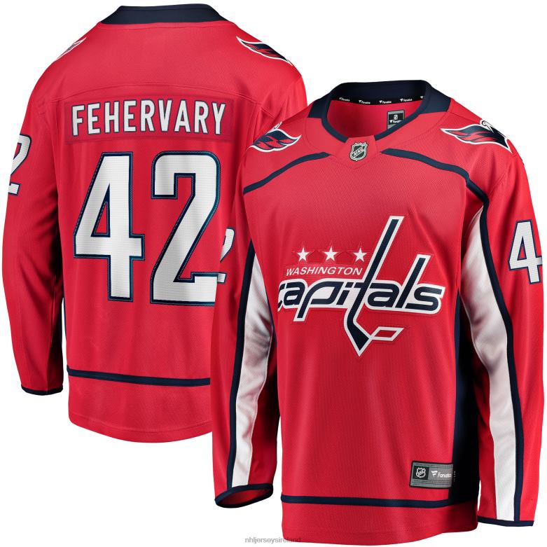 NHL Men Washington Capitals Martin Fehervary Fanatics Branded Red Home Breakaway Player Jersey D002V2436 Clothing