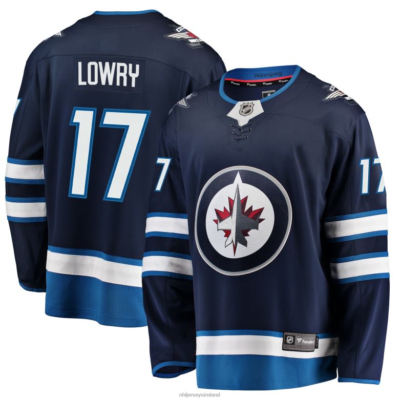 NHL Men Winnipeg Jets Adam Lowry Fanatics Branded Navy Breakaway Replica Jersey D002V1541 Clothing