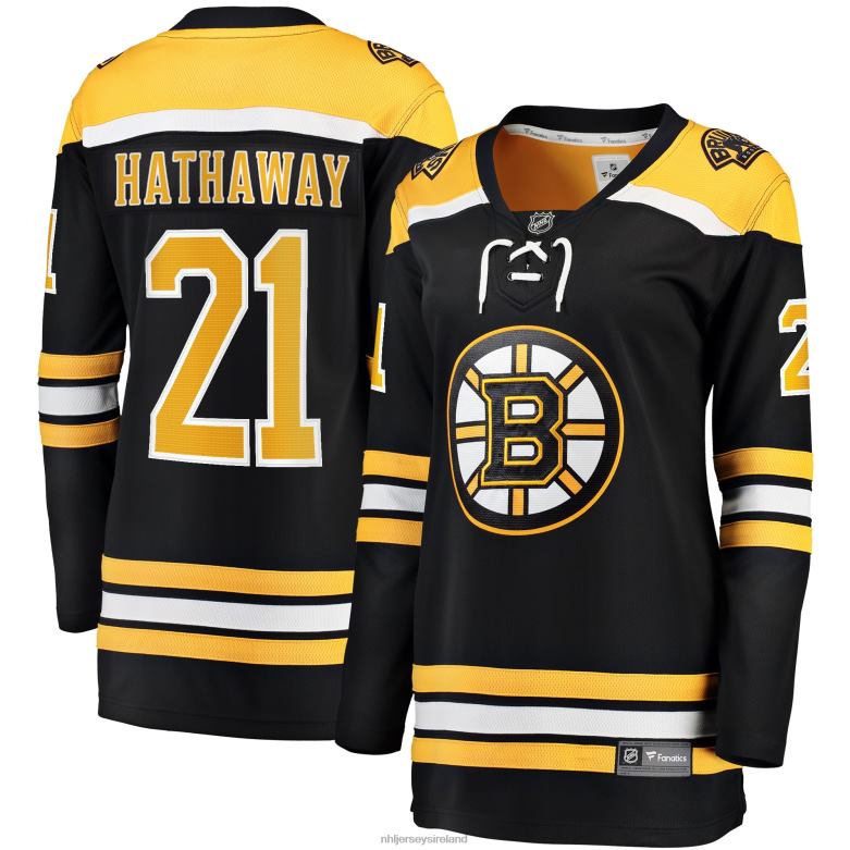 NHL Women Boston Bruins Garnet Hathaway Fanatics Branded Black Home Breakaway Jersey D002V1582 Clothing
