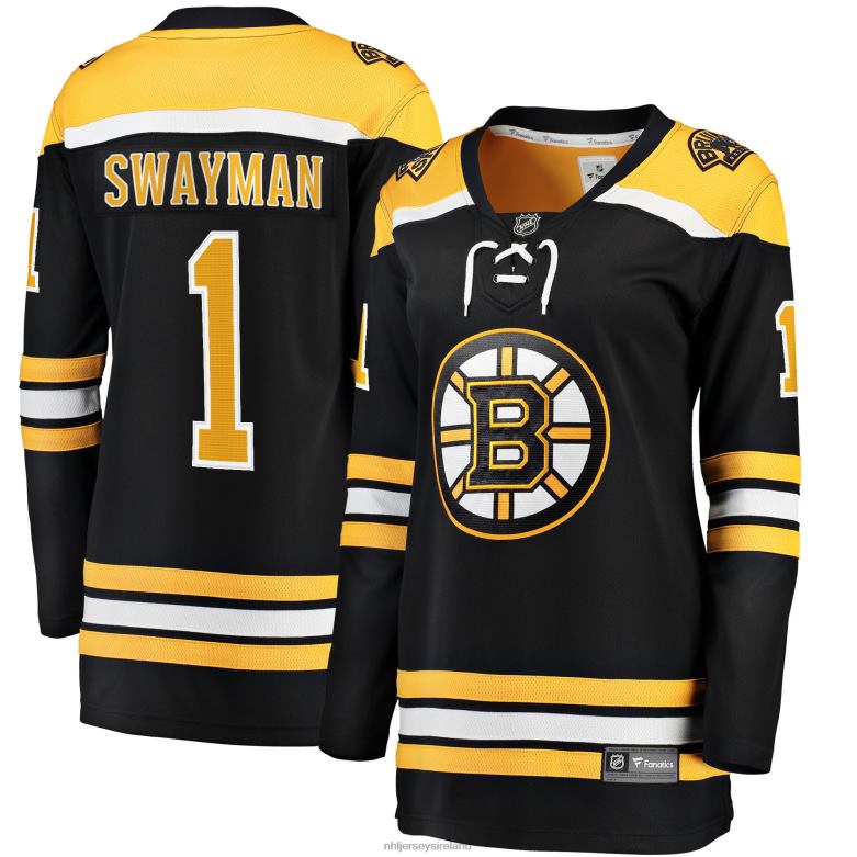 NHL Women Boston Bruins Jeremy Swayman Fanatics Branded Black 2017/18 Home Breakaway Jersey D002V476 Clothing