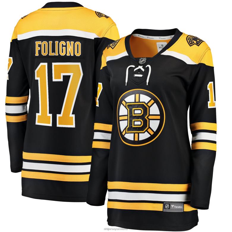 NHL Women Boston Bruins Nick Foligno Fanatics Branded Black Home Breakaway Player Jersey D002V1459 Clothing