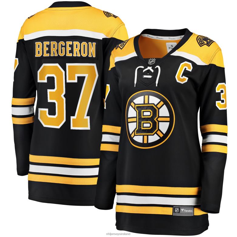 NHL Women Boston Bruins Patrice Bergeron Fanatics Branded Black Captain Patch Home Breakaway Jersey D002V169 Clothing