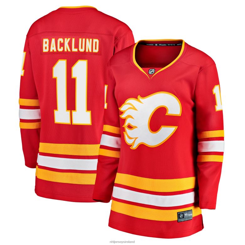 NHL Women Calgary Flames Mikael Backlund Fanatics Branded Red Home Team Breakaway Player Jersey D002V2111 Clothing