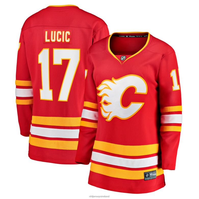 NHL Women Calgary Flames Milan Lucic Fanatics Branded Red Home Breakaway Player Jersey D002V1337 Clothing