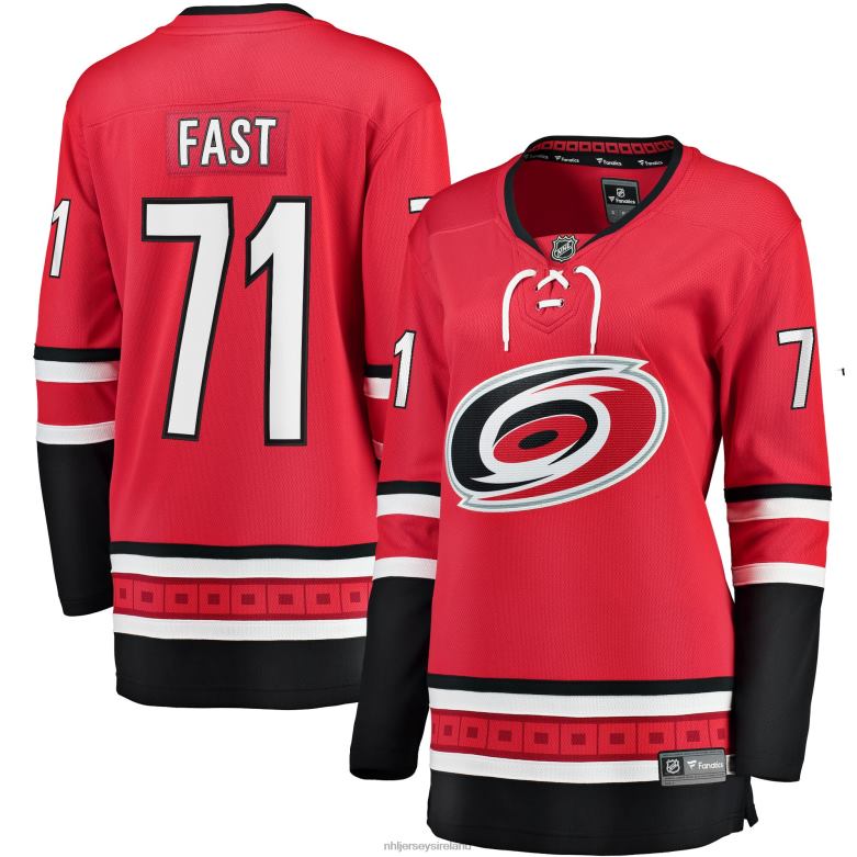 NHL Women Carolina Hurricanes Jesper Fast Fanatics Branded Red Home Breakaway Jersey D002V2221 Clothing