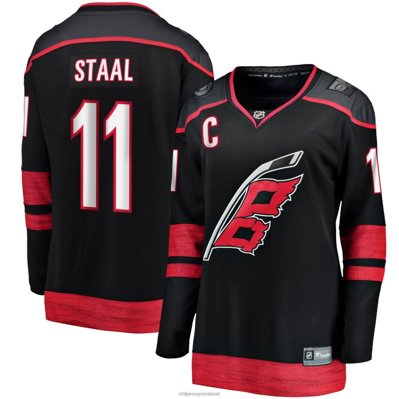 NHL Women Carolina Hurricanes Jordan Staal Fanatics Branded Black Home Captain Patch Breakaway Player Jersey D002V438 Clothing