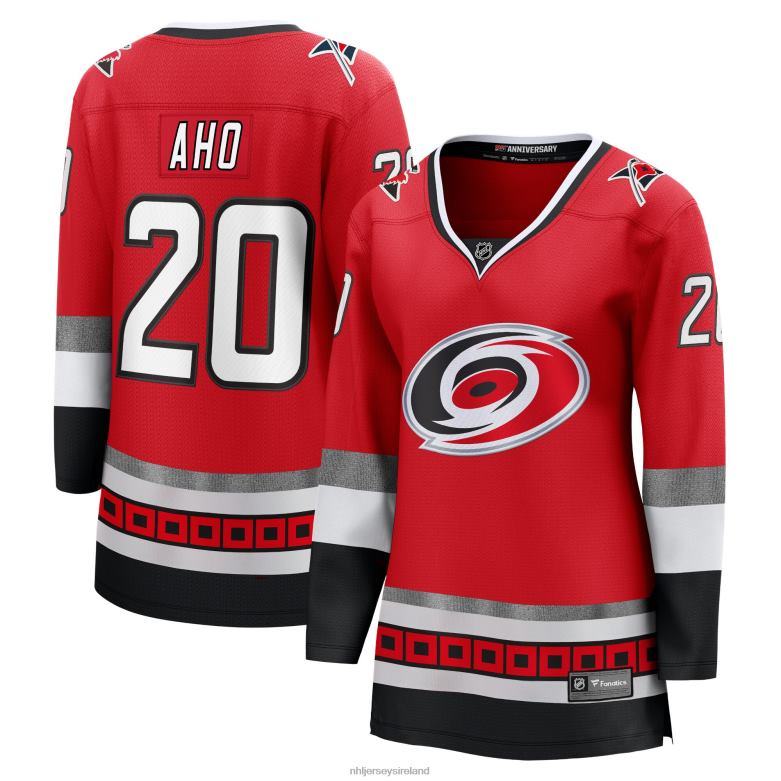 NHL Women Carolina Hurricanes Sebastian Aho Fanatics Branded Red 25Th Anniversary Premier Breakaway Player Jersey D002V1469 Clothing