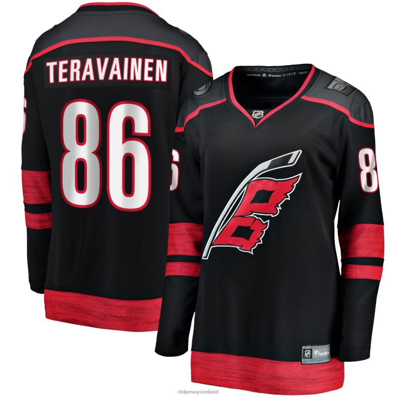 NHL Women Carolina Hurricanes Teuvo Teravainen Fanatics Branded Black Home Breakaway Player Jersey D002V1145 Clothing