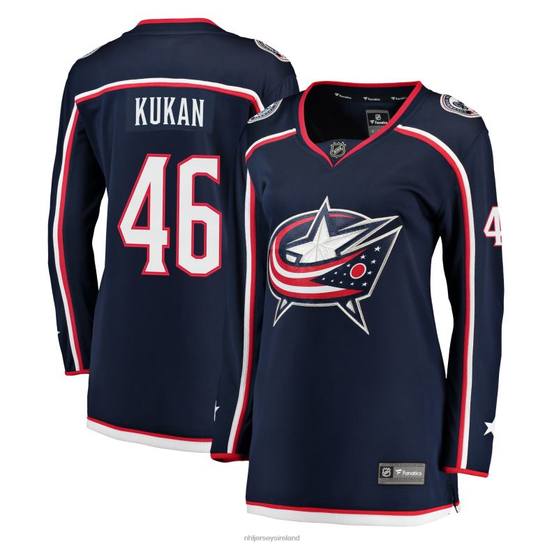 NHL Women Columbus Blue Jackets Dean Kukan Fanatics Branded Navy Breakaway Jersey D002V2231 Clothing