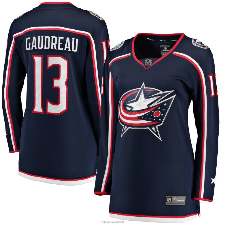 NHL Women Columbus Blue Jackets Johnny Gaudreau Fanatics Branded Navy 2022 Breakaway Player Jersey D002V1170 Clothing