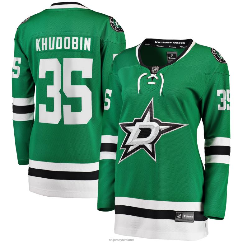 NHL Women Dallas Stars Anton Khudobin Fanatics Branded Kelly Green Home Breakaway Player Jersey D002V1853 Clothing