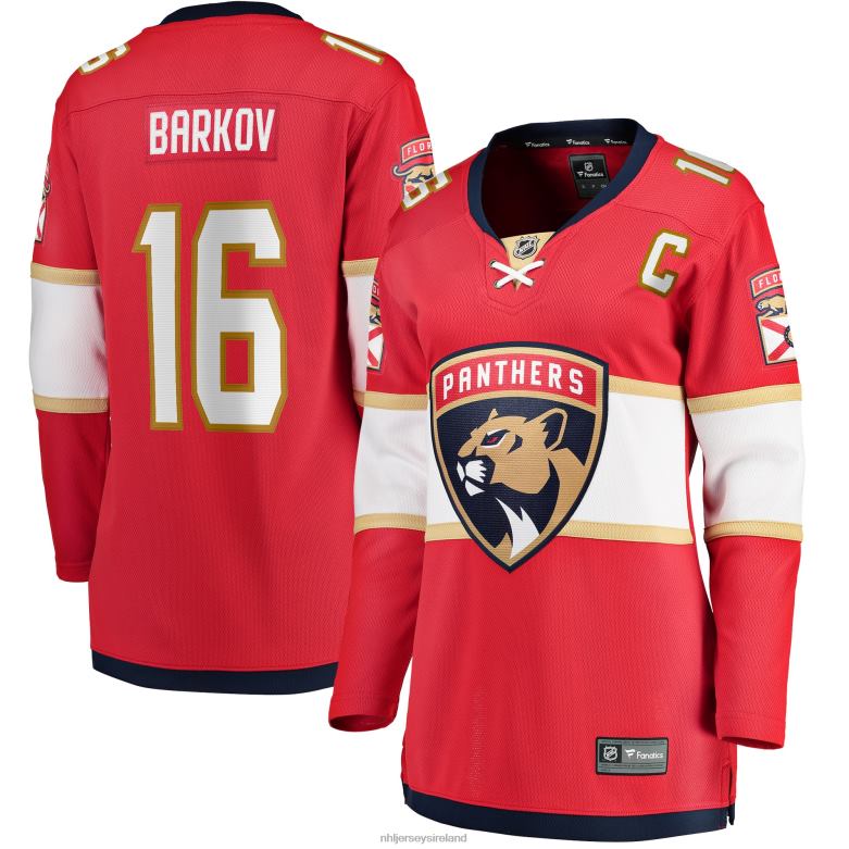 NHL Women Florida Panthers Aleksander Barkov Fanatics Branded Red Home Captain Premier Breakaway Player Jersey D002V360 Clothing