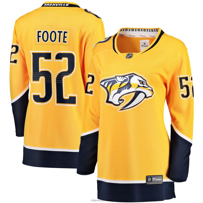 NHL Women Nashville Predators Cal Foote Fanatics Branded Gold Home Breakaway Jersey D002V2012 Clothing