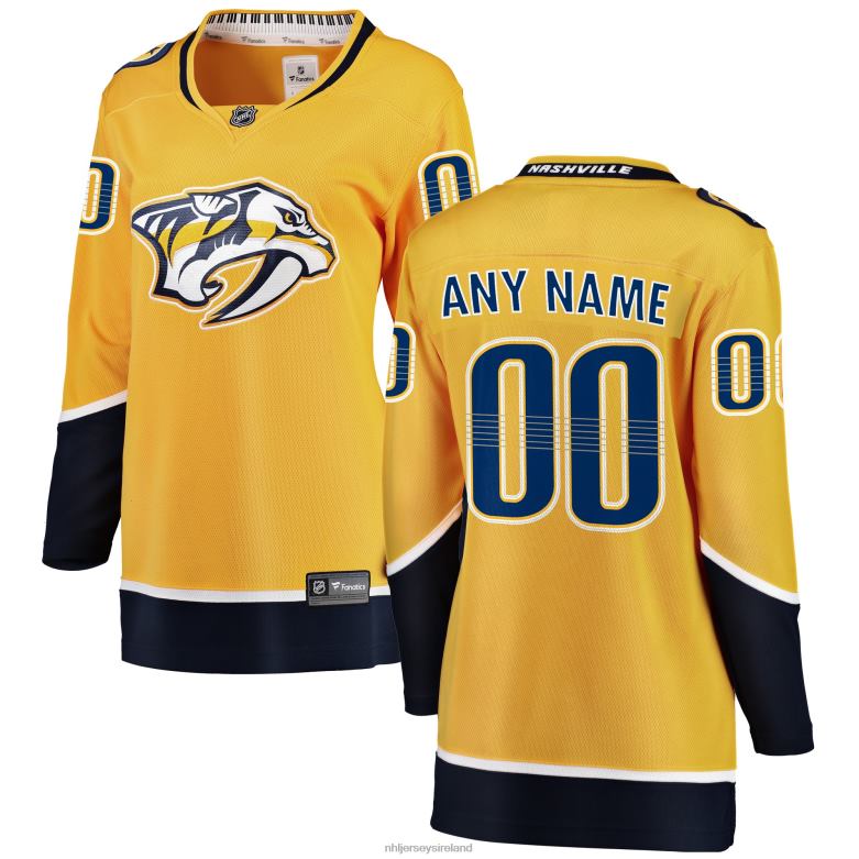 NHL Women Nashville Predators Fanatics Branded Yellow Home Breakaway Custom Jersey D002V596 Clothing