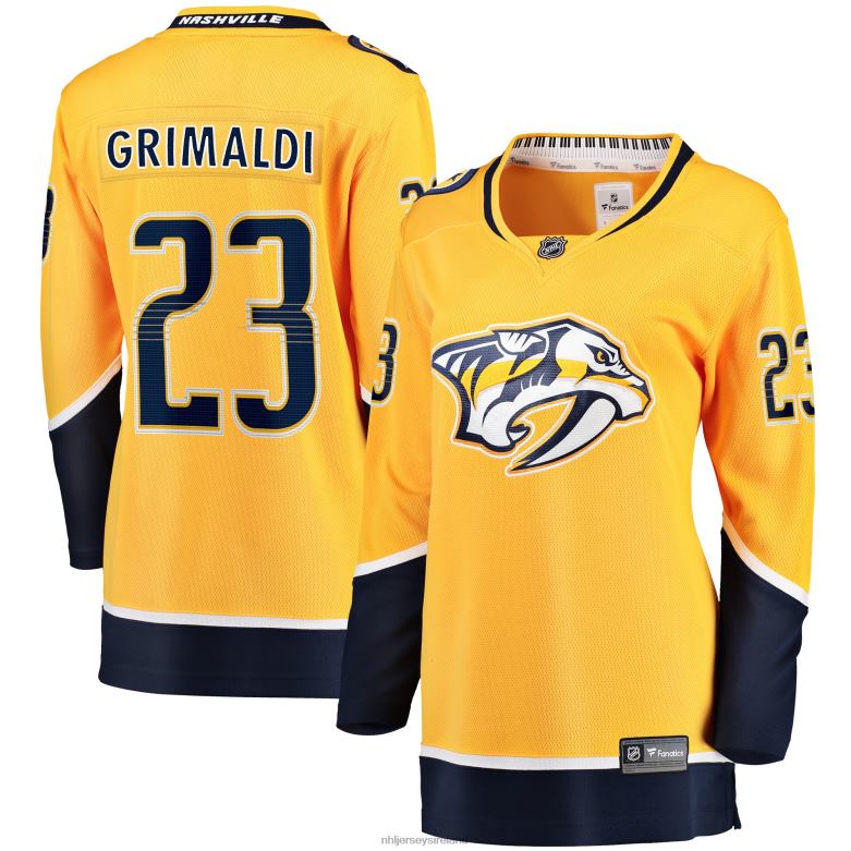 NHL Women Nashville Predators Rocco Grimaldi Fanatics Branded Gold Home Breakaway Player Jersey D002V2137 Clothing