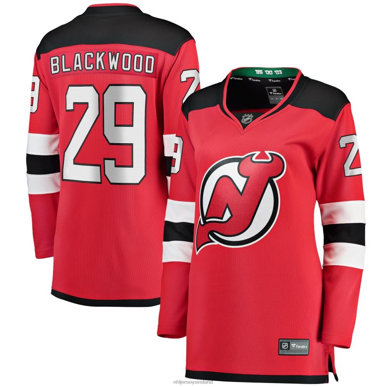 NHL Women New Jersey Devils Mackenzie Blackwood Fanatics Branded Red Home Breakaway Player Jersey D002V2360 Clothing