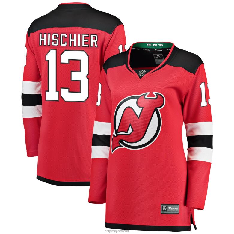NHL Women New Jersey Devils Nico Hischier Fanatics Branded Red Breakaway Home Player Jersey D002V2145 Clothing