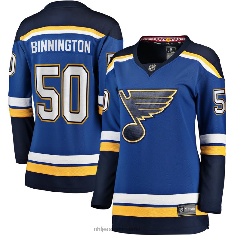 NHL Women St. Louis Blues Jordan Binnington Fanatics Branded Royal Home Premier Breakaway Player Jersey D002V283 Clothing