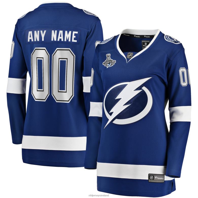 NHL Women Tampa Bay Lightning Fanatics Branded Blue 2021 Stanley Cup Champions Home Breakaway Custom Jersey D002V900 Clothing