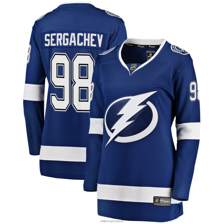NHL Women Tampa Bay Lightning Mikhail Sergachev Fanatics Branded Blue Breakaway Player Jersey D002V1512 Clothing