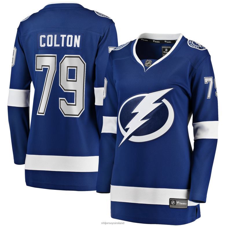 NHL Women Tampa Bay Lightning Ross Colton Fanatics Branded Blue Home Breakaway Player Jersey D002V631 Clothing