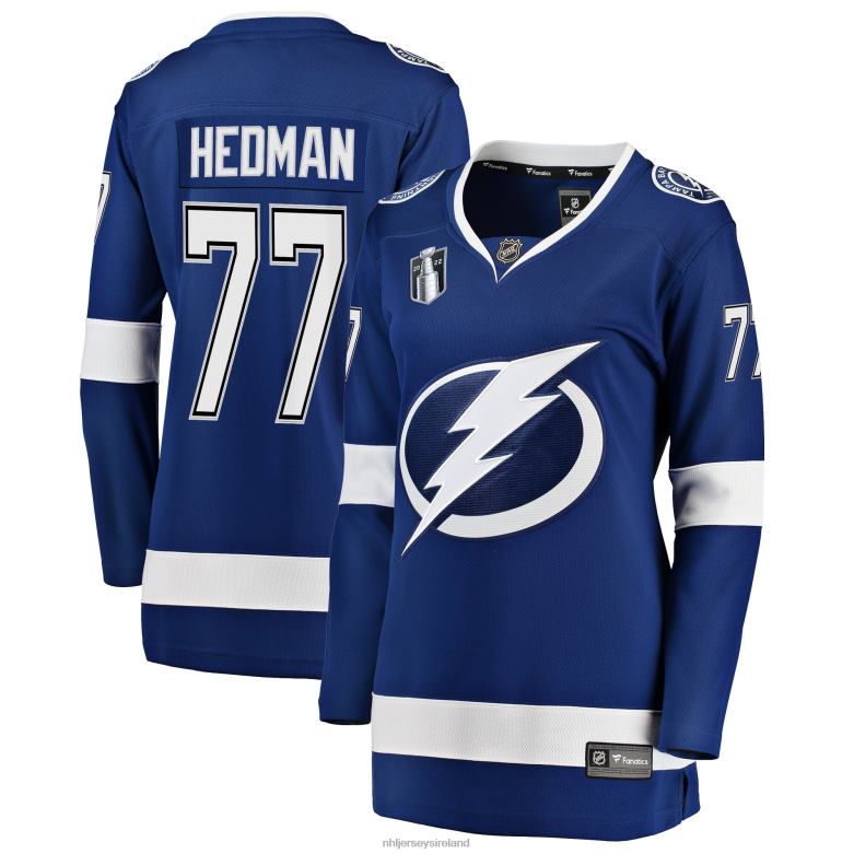 NHL Women Tampa Bay Lightning Victor Hedman Fanatics Branded Blue Home 2022 Stanley Cup Final Breakaway Player Jersey D002V1230 Clothing