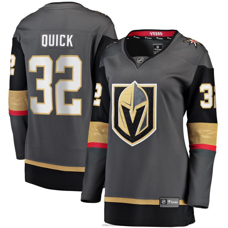 NHL Women Vegas Golden Knights Jonathan Quick Fanatics Branded Gray Home Breakaway Jersey D002V734 Clothing