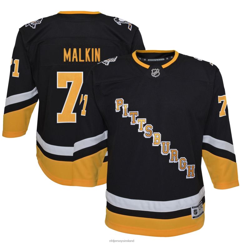 NHL Youth Pittsburgh Penguins Evgeni Malkin Black 2021/22 Alternate Premier Player Jersey D002V1406 Clothing