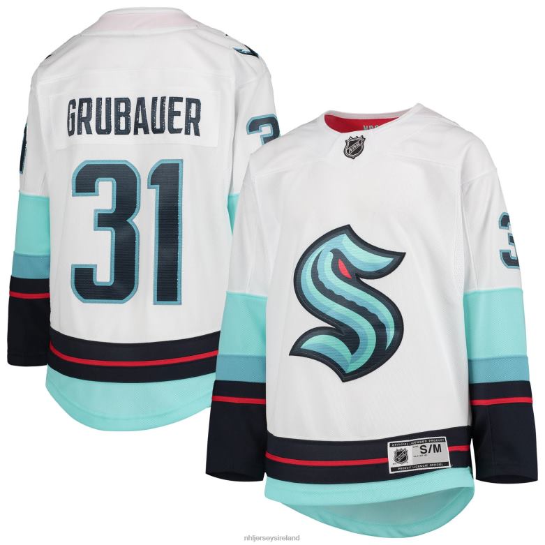 NHL Youth Seattle Kraken Philipp Grubauer White Away Premier Player Jersey D002V689 Clothing