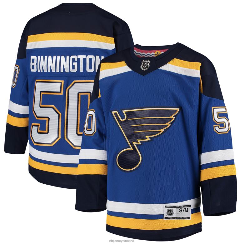 NHL Youth St. Louis Blues Jordan Binnington Blue Home Premier Player Jersey D002V1420 Clothing